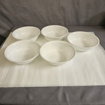 Vintage Corelle White Cereal Bowls 6 1/4 in Set of 5 Soup Salad
