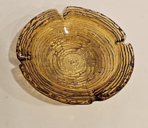 VTG MCM Amchor Hocking Amber Soreno ASHTRAY 6.25"