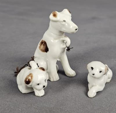 Vintage Made in Japan Dog and Puppies 2 1/4" tall Minature Set