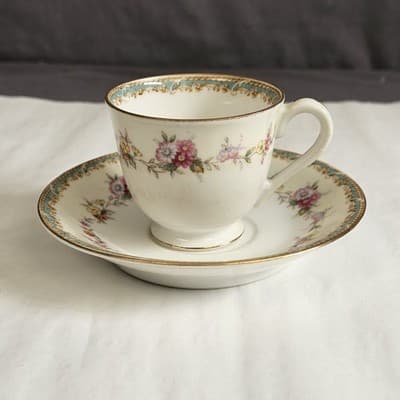 Vintage Cherry China Occupied Japan Demitasse Floral Teacup and Saucer
