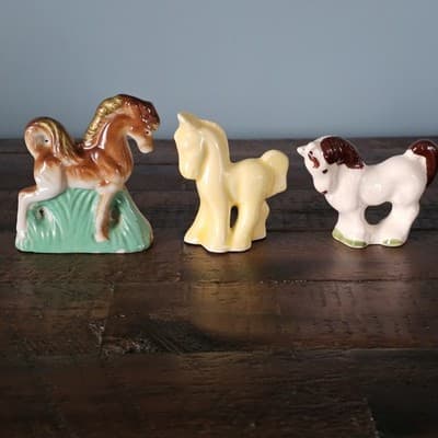 Vintage Lot of Porcelain Horses Set of 3, 2.5-3" Tall JAPAN, USA