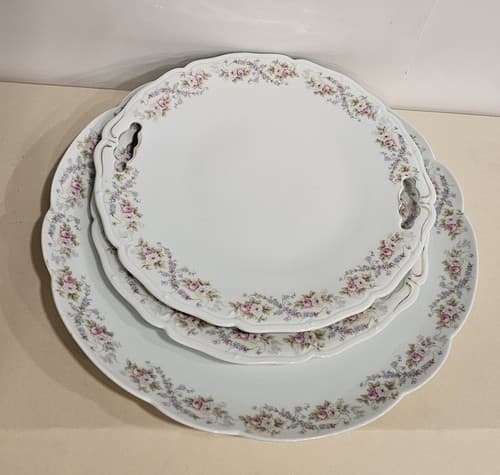 Vintage Imperial Crown Porcelain Serving Platters Vienna Australia 3 Pcs Rose