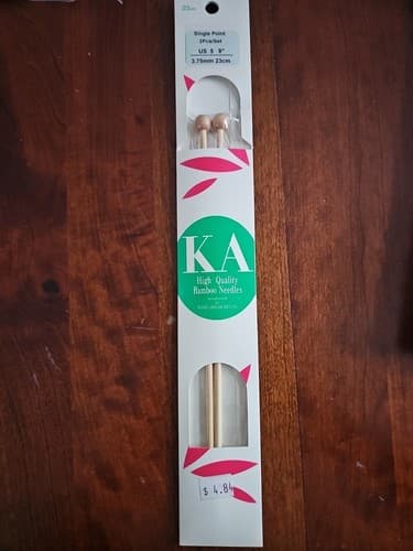 KA Single Point, 2pc Set Knitting Needles, US 5, 9" 3.75mm 23cm