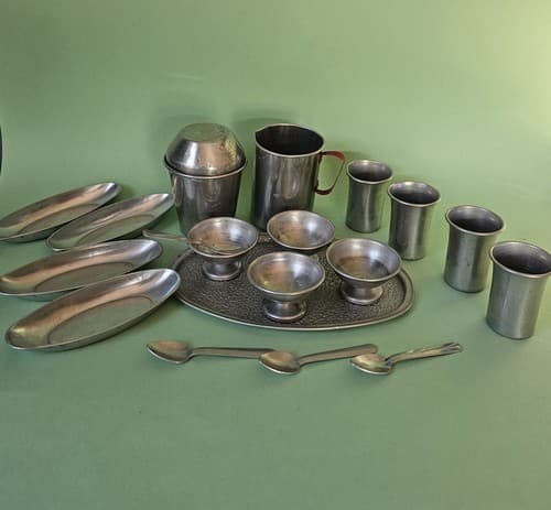 Vintage Aluminum Kids Ice Cream Set 24 Pcs
