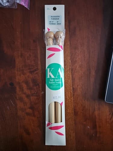KA Single Point, 2pc Set Knitting Needles, US 17, 9" 12.00mm 23cm