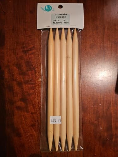 KA Double Point High Quality Knitting Needles Bamboo US15 8" 10.00mm 20cm