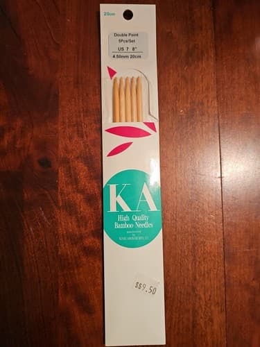 KA Double Point High Quality Knitting Needles Bamboo US7 8" 4.50mm 20cm