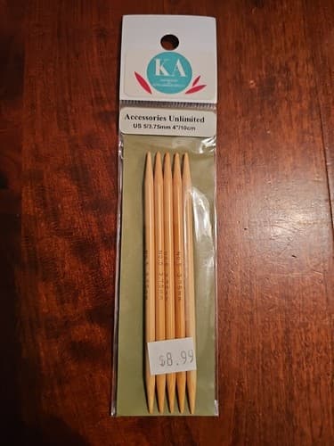 KA Double Point High Quality Knitting Needles Bamboo US5 4" 3.75mm 10cm