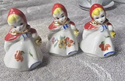 3 Vintage Little Red Riding Hood Salt & Pepper Shakers