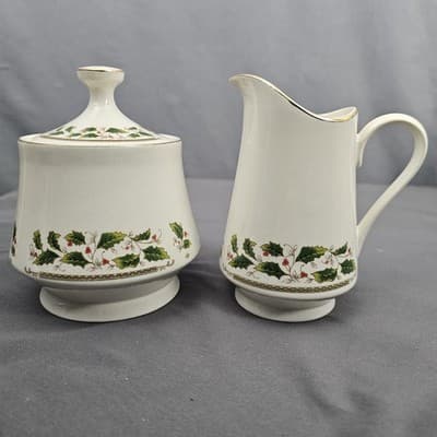 Holly Holiday Home for the Holidays Sugar and Creamer Set Christmas