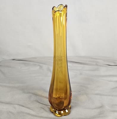 LE Smith 11 1/2 inch Tall Stretch Vase Excellent Amber