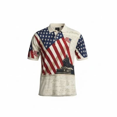 Cotton Traders Sport Polo Mens Shirt XLG Patriotic Red White Blue Golf