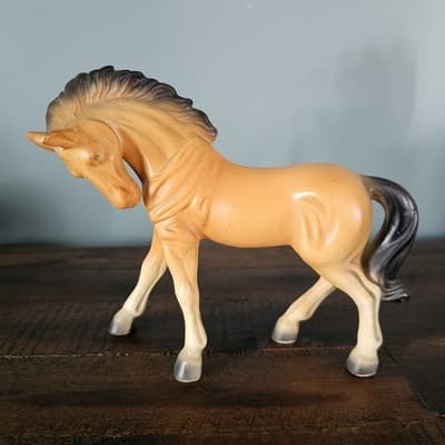 Vintage Ceramic Buckskin Horse Figurine Mid Century Japan 6" Tall