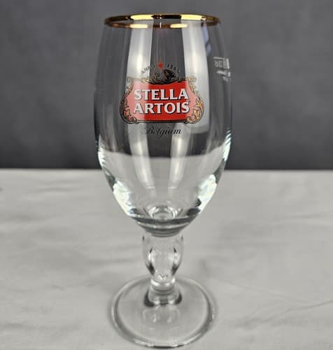 Stella Artois Gold Rimmed Beer Glass Stem Chalices 33 CL M18 Glass