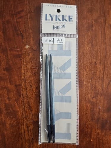 Lykke Indigo Wooden Knitting Needles 5" IC US9, 5.50mm