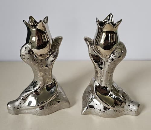 Elynor 23k Platinum Rosebud Vase candle holder Weeping Beautiful Set Of 2 USA