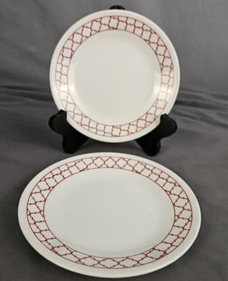 2 Crimson Trellis by Corelle Bread & Butter Plates - 6.75"