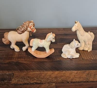Vintage Cute Small Figurines Horse Pegasus Unicorn Set of 4
