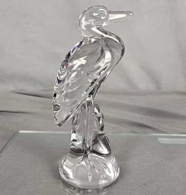 Duncan Glass Crystal Heron Figurine Bird 6-3/4" Pall Mall Sculptured Glass 1930s