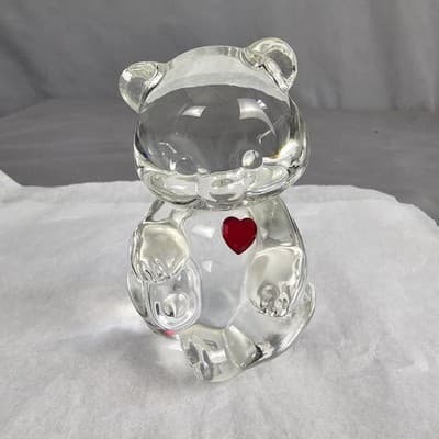 Fenton Glass Teddy Bear Heart Stone Of The Month July Ruby