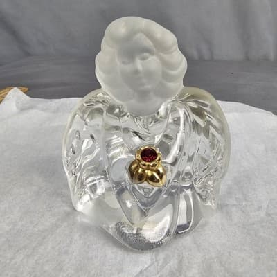 VTG Fenton glass paperweight angel July Birthstone hand frosted head Figurine
