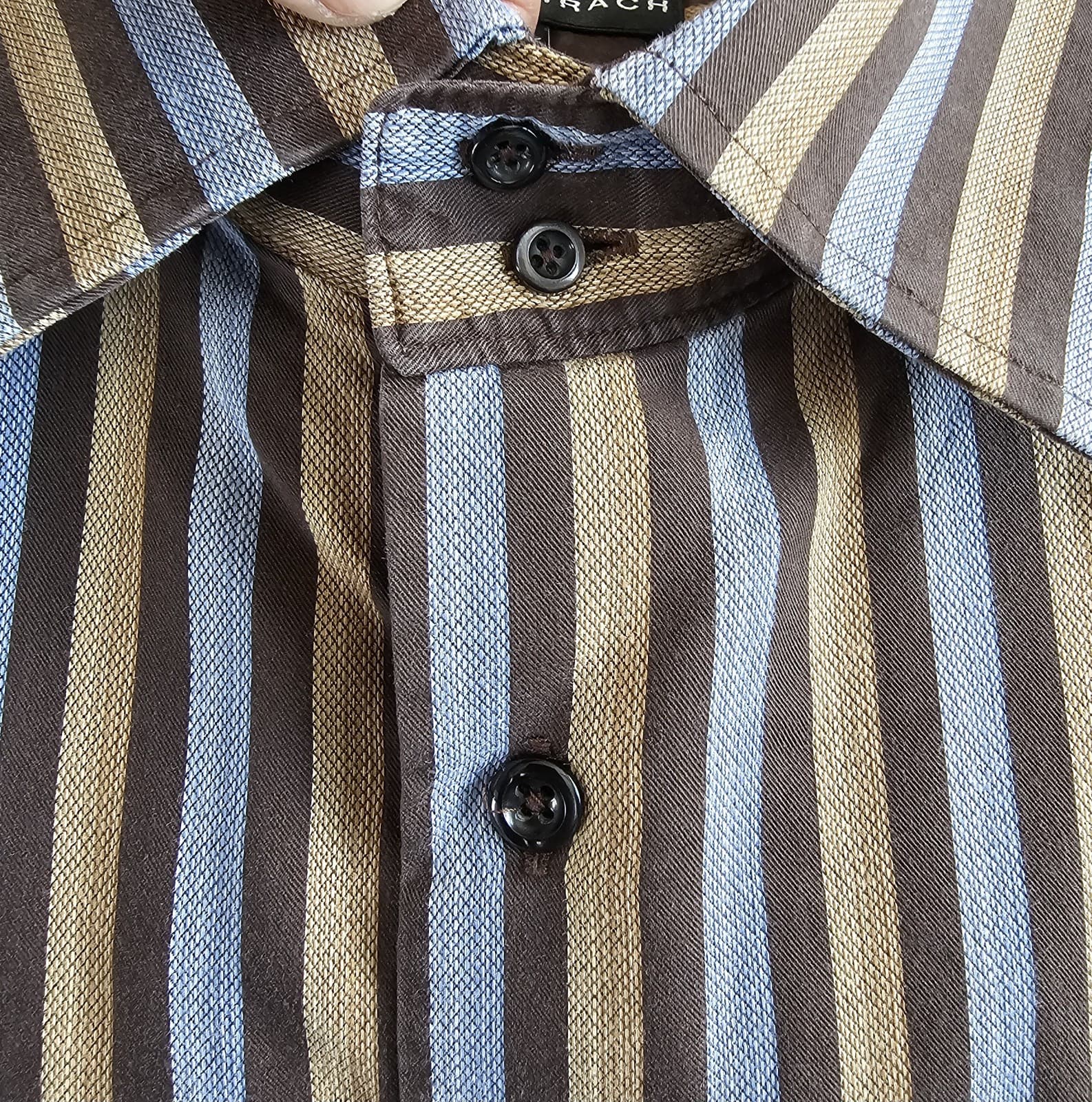 Bachrach Mens Casual/ Dress Shirt, XL 43/44 17.5" Vertical Stripes Long Sleeve
