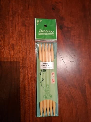 ChiaoGoo Premium Bamboo Knitting Needles US 10.5 (6.5mm) 6" 5pc set Double ptd