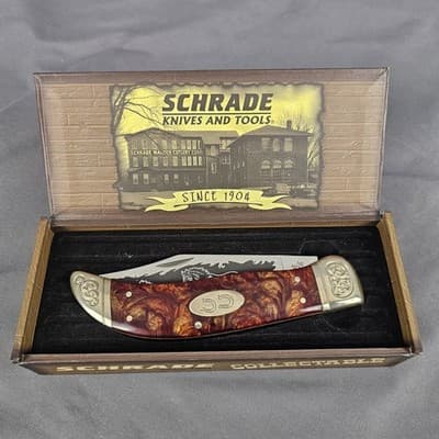 SchradeE Limited Issue 2009 SCLH Hand Made Wild Horses Folding Knife with Box