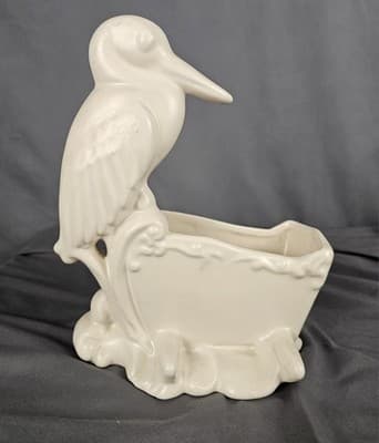 Vintage Haeger Pottery White Stork Planter / Vase 10" Tall VERY NICE Baby MCM