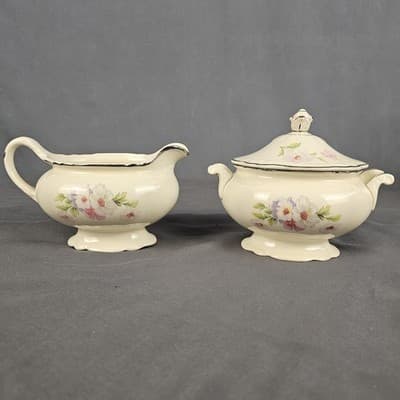 Vintage Homer Laughlin Virginia Rose Creamer Sugar Bowl G52 N8, F52 N8