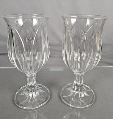 Vintage Cris D'arques Durand Crystal Pompano Tulip Water Goblets Set Of 2