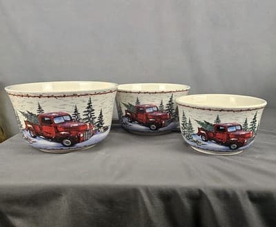 Red Truck Design Vintage Holiday Country Kitchen Collection 3 Pc