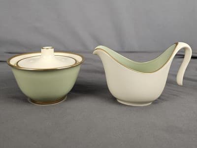 Vintage Taylor Smith Heritage Celadon Green Cream & Sugar Bowl w/ Lid