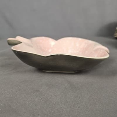 Vintage Royal Copley Four Leaf Clover Candy Dish Pink Green USA Pottery