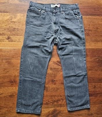 Levis 505 Jeans Mens 36w Black Denim Cotton Mid Rise Regular Fit Straight 36x26