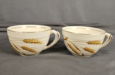 Edwin M Knowles China 2 Tea / Coffee Cup Vintage Golden Wheat No Saucers