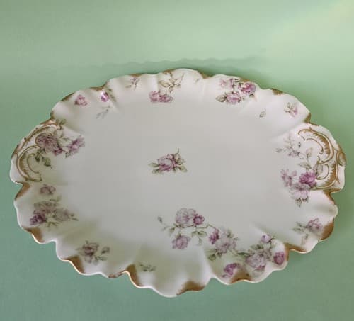 Haviland & Co Platter France Pink Roses 11" x 9" Excellent Condition