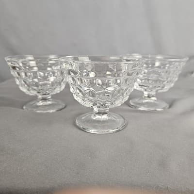 Fostoria American Clear Low Sherbet (set of 3 ) - Vintage Elegant Glassware Cube