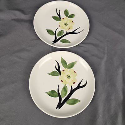 Joni Dixie Dogwood Blossom 6.5" Plates Bread Dessert Set of 2 Vintage MCM USA