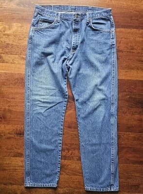 Wrangler Mens 38x32 Regular Straight Leg Jeans Blue Denim Cowboy 100% Cotton
