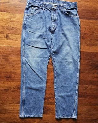 Wrangler Mens 38x32 Regular Straight Leg Jeans Blue Denim Cowboy 100% Cotton