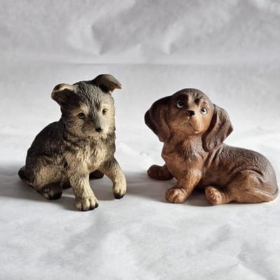 Vintage Homco Assorted Dog Puppy Figurines 8828 Set of 2 Shepherd Dachshund
