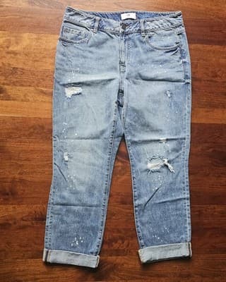 Cabi Jeans Womens 8 Blue Skinny Distressed Stretch Denim Medium Wash Style 5884