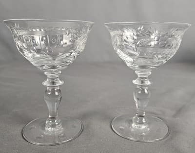 Hawk's Beverly Stemware Port, Nick & Nora, Coupe Blown Glass USA Set of 2
