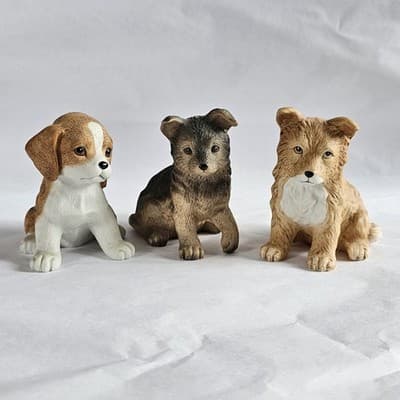 Vintage Homco Assorted Dog Puppy Figurines 8828 Set of 3 Collie Shepherd Beagle