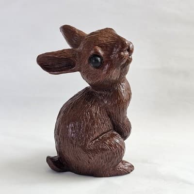 Vintage Red Mill Handcrafted Pecan Shell Bunny Rabbit Figurine 4" Tall