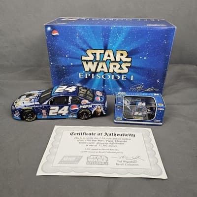 1/24 REVELL #24 JEFF GORDON 1999 Monte Carlo STAR WARS EP 1 Pepsi 2 Car BANK Set
