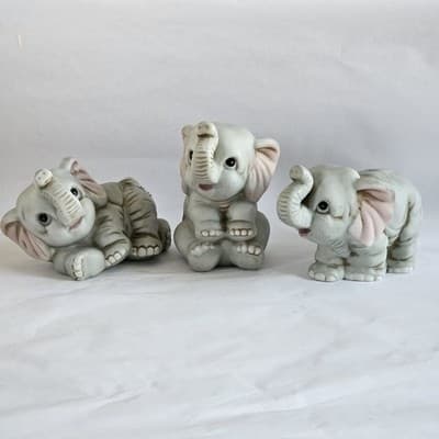 Baby Elephant Figurines # 1400 Home Interiors Set of 3 Homco Ceramic Philippines