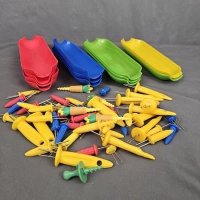 CORN ON THE COB Skewers and Holders Colorful Fun