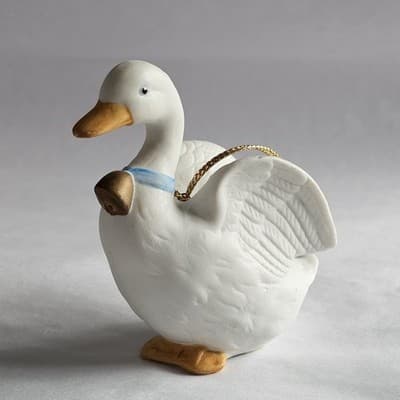 Lot of 3 Vintage Homco #5255 White Christmas Geese Ornaments Porcelain 3½" EUC